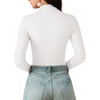image:imageMANGOPOP Long Sleeve Bodysuits for Women Mock Turtle Neck Ribbed Body Suit Tops02 White