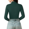 image:imageMANGOPOP Long Sleeve Bodysuits for Women Mock Turtle Neck Ribbed Body Suit Tops03 Deep Green