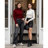 image:imageMANGOPOP Long Sleeve Bodysuits for Women Mock Turtle Neck Ribbed Body Suit Tops04 Burgundy