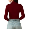 image:imageMANGOPOP Long Sleeve Bodysuits for Women Mock Turtle Neck Ribbed Body Suit Tops04 Burgundy
