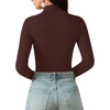 image:imageMANGOPOP Long Sleeve Bodysuits for Women Mock Turtle Neck Ribbed Body Suit Tops05 Coffee