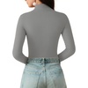 image:imageMANGOPOP Long Sleeve Bodysuits for Women Mock Turtle Neck Ribbed Body Suit Tops06 Dark Heather Grey