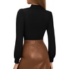 image:imageMANGOPOP Mock Neck Puff Sleeve Bodysuit Turtleneck Loose Lantern Long Sleeve Body Suit for Women for Going Out01 Black