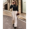 image:imageMANGOPOP Mock Neck Puff Sleeve Bodysuit Turtleneck Loose Lantern Long Sleeve Body Suit for Women for Going Out01 Black
