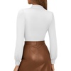image:imageMANGOPOP Mock Neck Puff Sleeve Bodysuit Turtleneck Loose Lantern Long Sleeve Body Suit for Women for Going Out02 White