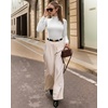 image:imageMANGOPOP Mock Neck Puff Sleeve Bodysuit Turtleneck Loose Lantern Long Sleeve Body Suit for Women for Going Out02 White