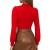 image:imageMANGOPOP Mock Neck Puff Sleeve Bodysuit Turtleneck Loose Lantern Long Sleeve Body Suit for Women for Going OutRed