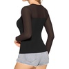 image:imageMANGOPOP Sheer Long Sleeve Shirts for Women Crew Neck Fitted Mesh Tops Trendy Going Out Fall Fashion Tee Tops 202601 Black