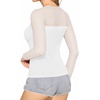 image:imageMANGOPOP Sheer Long Sleeve Shirts for Women Crew Neck Fitted Mesh Tops Trendy Going Out Fall Fashion Tee Tops 202602 White