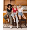image:imageMANGOPOP Sweetheart V Neck Bodysuits for Women Long Short Sleeve Body Suits Tops ShirtA1 Short Sleeve Black
