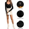image:imageMANGOPOP Sweetheart V Neck Bodysuits for Women Long Short Sleeve Body Suits Tops ShirtC1 Fleece Lined Black