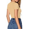 image:imageMANGOPOP Sweetheart V Neck Bodysuits for Women Long Short Sleeve Body Suits Tops ShirtD5 Short Sleeve Nude