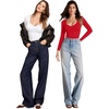 image:imageMANGOPOP Sweetheart V Neck Bodysuits for Women Long Short Sleeve Body Suits Tops ShirtE2 Long Sleeve Red