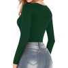 image:imageMANGOPOP Sweetheart V Neck Bodysuits for Women Long Short Sleeve Body Suits Tops ShirtE3 Long Sleeve Deep Green