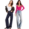 image:imageMANGOPOP Sweetheart V Neck Bodysuits for Women Long Short Sleeve Body Suits Tops ShirtE4 Long Sleeve Rose Pink