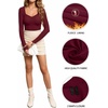 image:imageMANGOPOP Sweetheart V Neck Bodysuits for Women Long Short Sleeve Body Suits Tops ShirtF1 Fleece Lined Burgundy