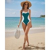 image:imageMANGOPOP Women One Piece Swimsuit Tummy Control Slimming Swim Suits Color Block Bathing Suit 2026 Beach Vacation SwimwearBlue