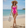 image:imageMANGOPOP Women One Piece Swimsuit Tummy Control Slimming Swim Suits Color Block Bathing Suit 2026 Beach Vacation SwimwearPink