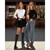 image:imageMANGOPOP Womens Backless Long Sleeve Bodysuit Boat Neck Y2K Body Suit Open Back Sexy Fall Basic Top02 White