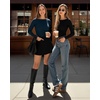 image:imageMANGOPOP Womens Backless Long Sleeve Bodysuit Boat Neck Y2K Body Suit Open Back Sexy Fall Basic TopDeep Blue