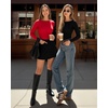image:imageMANGOPOP Womens Backless Long Sleeve Bodysuit Boat Neck Y2K Body Suit Open Back Sexy Fall Basic TopRed
