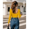 image:imageMANGOPOP Womens Backless Long Sleeve Bodysuit Boat Neck Y2K Body Suit Open Back Sexy Fall Basic TopYellow