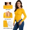 image:imageMANGOPOP Womens Backless Long Sleeve Bodysuit Boat Neck Y2K Body Suit Open Back Sexy Fall Basic TopYellow