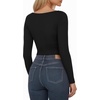 image:imageMANGOPOP Womens Boat Neck Long Sleeve Bodysuit Basic Thong Body Suit Fall Going Out Tops 202501 Black