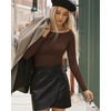 image:imageMANGOPOP Womens Boat Neck Long Sleeve Bodysuit Basic Thong Body Suit Fall Going Out Tops 2025Coffee