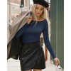 image:imageMANGOPOP Womens Boat Neck Long Sleeve Bodysuit Basic Thong Body Suit Fall Going Out Tops 2025Deep Blue