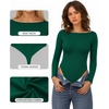 image:imageMANGOPOP Womens Boat Neck Long Sleeve Bodysuit Basic Thong Body Suit Fall Going Out Tops 2025Deep Green