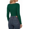 image:imageMANGOPOP Womens Boat Neck Long Sleeve Bodysuit Basic Thong Body Suit Fall Going Out Tops 2025Deep Green