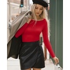 image:imageMANGOPOP Womens Boat Neck Long Sleeve Bodysuit Basic Thong Body Suit Fall Going Out Tops 2025Red