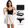 image:imageMANGOPOP Womens Cami Thong Bodysuit Double Lined Plunge Deep V Neck Backless Body Suit Adjustable Spaghetti Strap Tank TopsB01 Lace Black