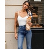 image:imageMANGOPOP Womens Cami Thong Bodysuit Double Lined Plunge Deep V Neck Backless Body Suit Adjustable Spaghetti Strap Tank TopsB02 Lace White