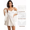 image:imageMANGOPOP Womens Cami Thong Bodysuit Double Lined Plunge Deep V Neck Backless Body Suit Adjustable Spaghetti Strap Tank TopsB02 Lace White