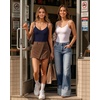 image:imageMANGOPOP Womens Cami Thong Bodysuit Double Lined Plunge Deep V Neck Backless Body Suit Adjustable Spaghetti Strap Tank TopsDark Blue