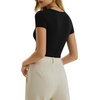 image:imageMANGOPOP Womens Crew Neck Short Sleeve Bodysuit Long Sleeve Body Suit T Shirts Basic Slim Fitted TopsA1 Short Sleeves Black