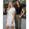 image:imageMANGOPOP Womens Crew Neck Short Sleeve Bodysuit Long Sleeve Body Suit T Shirts Basic Slim Fitted TopsA2 Short Sleeves White