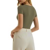 image:imageMANGOPOP Womens Crew Neck Short Sleeve Bodysuit Long Sleeve Body Suit T Shirts Basic Slim Fitted TopsD Short Sleeves Army Green