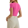 image:imageMANGOPOP Womens Crew Neck Short Sleeve Bodysuit Long Sleeve Body Suit T Shirts Basic Slim Fitted TopsD Short Sleeves Blush
