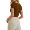 image:imageMANGOPOP Womens Crew Neck Short Sleeve Bodysuit Long Sleeve Body Suit T Shirts Basic Slim Fitted TopsD Short Sleeves Brown
