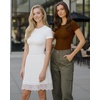 image:imageMANGOPOP Womens Crew Neck Short Sleeve Bodysuit Long Sleeve Body Suit T Shirts Basic Slim Fitted TopsD Short Sleeves Brown