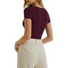 image:imageMANGOPOP Womens Crew Neck Short Sleeve Bodysuit Long Sleeve Body Suit T Shirts Basic Slim Fitted TopsD Short Sleeves Burgundy