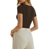 image:imageMANGOPOP Womens Crew Neck Short Sleeve Bodysuit Long Sleeve Body Suit T Shirts Basic Slim Fitted TopsD Short Sleeves Coffee