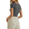 image:imageMANGOPOP Womens Crew Neck Short Sleeve Bodysuit Long Sleeve Body Suit T Shirts Basic Slim Fitted TopsD Short Sleeves Dark Grey