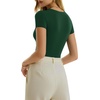 image:imageMANGOPOP Womens Crew Neck Short Sleeve Bodysuit Long Sleeve Body Suit T Shirts Basic Slim Fitted TopsD Short Sleeves Deep Green
