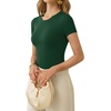 image:imageMANGOPOP Womens Crew Neck Short Sleeve Bodysuit Long Sleeve Body Suit T Shirts Basic Slim Fitted TopsD Short Sleeves Deep Green