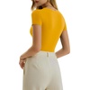 image:imageMANGOPOP Womens Crew Neck Short Sleeve Bodysuit Long Sleeve Body Suit T Shirts Basic Slim Fitted TopsD Short Sleeves Ginger