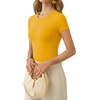 image:imageMANGOPOP Womens Crew Neck Short Sleeve Bodysuit Long Sleeve Body Suit T Shirts Basic Slim Fitted TopsD Short Sleeves Ginger